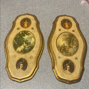 Vintage Oval Pictorial Wall Art with Victorian Portraits